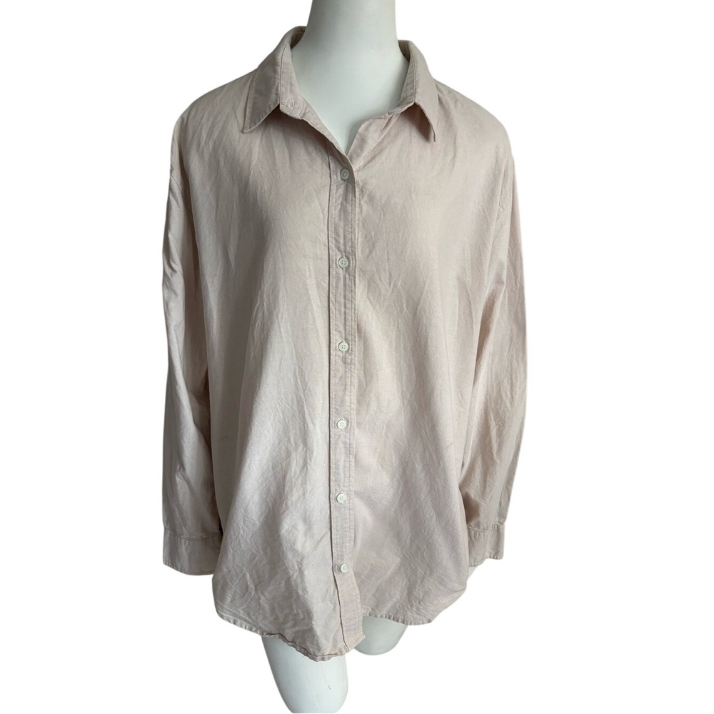 Wilfred Free Aritzia Cotton Button Down Shirt Cream Long Sleeve Large